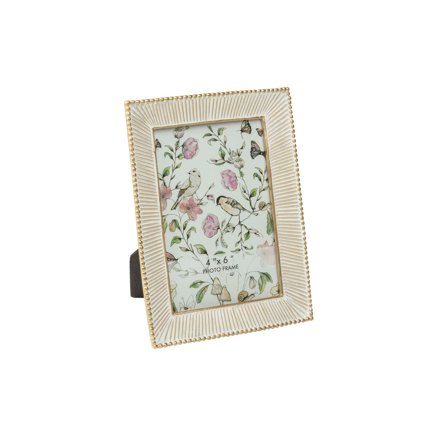 Embossed fan pattern resin picture frame, antique white hold 4x6 in photo  4       