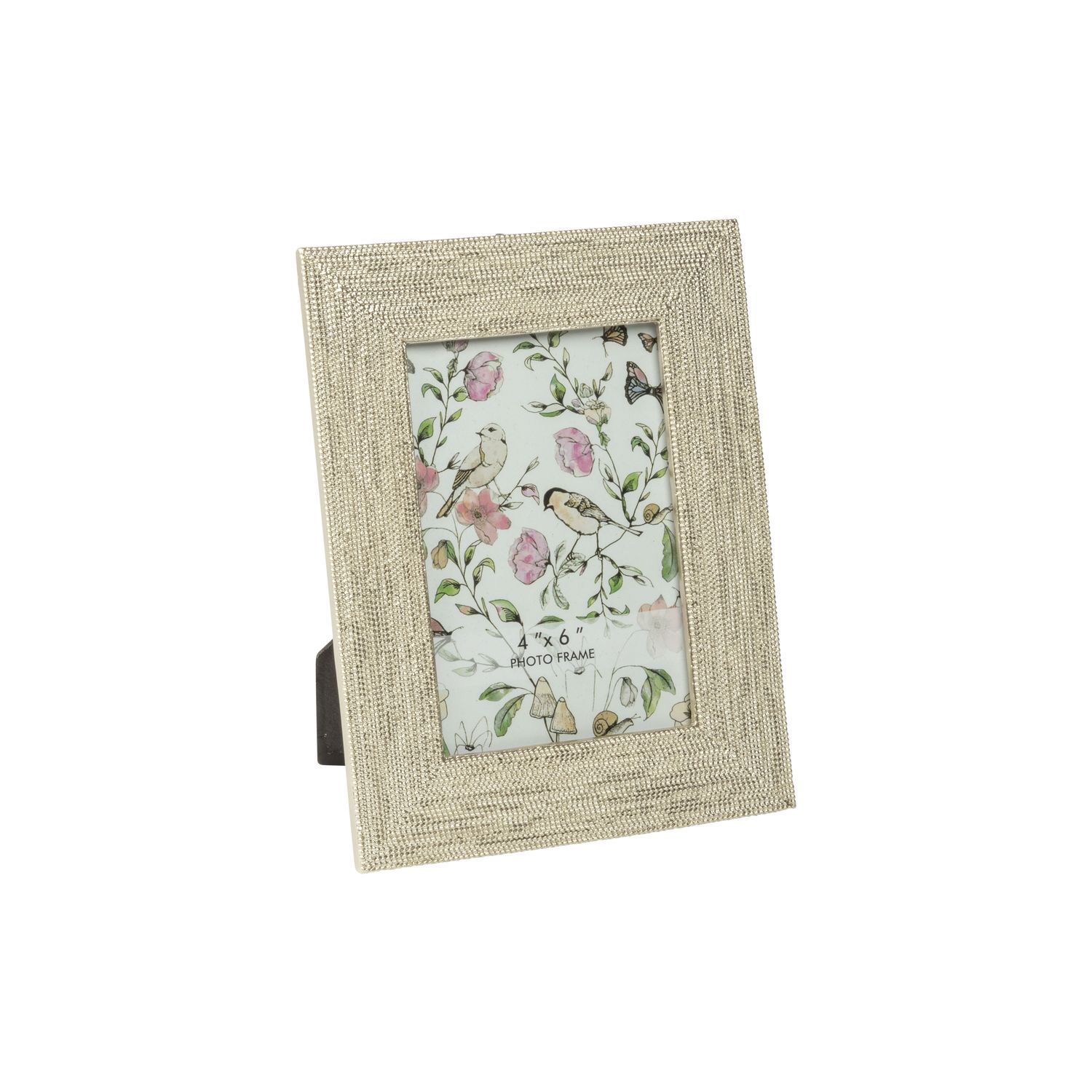 Micro bead pattern matte silver resin photo frame, holds 4x6 in photo  4       