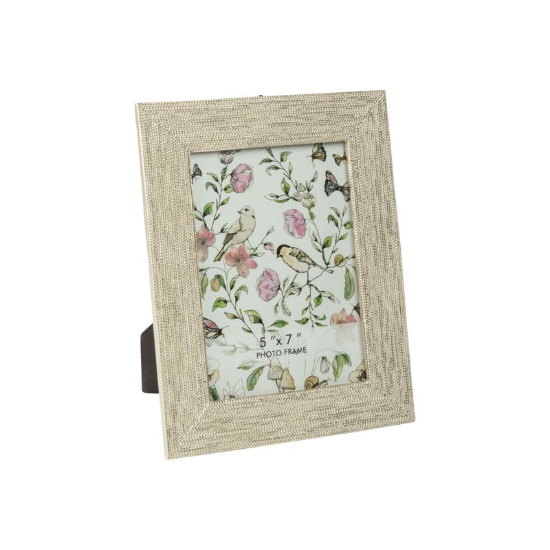 Micro bead pattern matte silver resin photo frame, holds 5x7 in photo  2       
