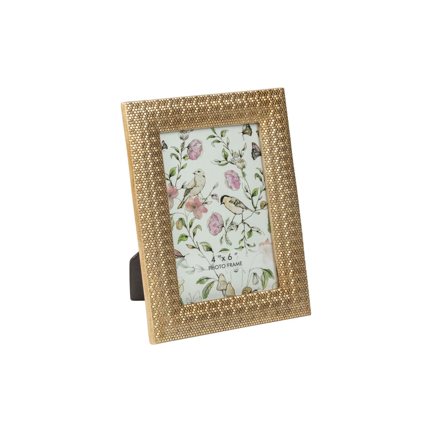 Micro hexagon pattern pale gold resin mini photo frame, holds 4x6 in photo  4       