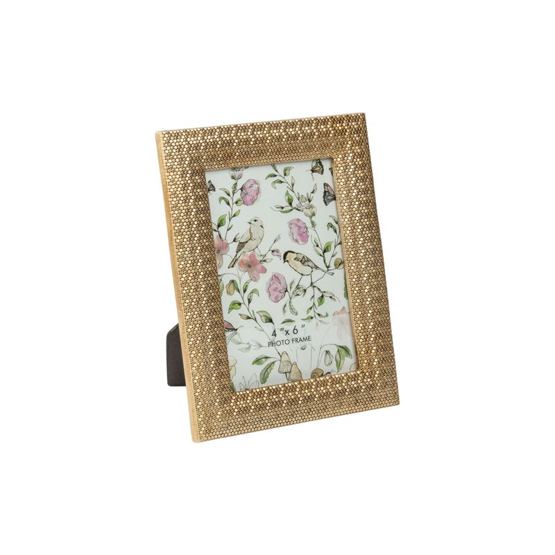 Micro hexagon pattern pale gold resin mini photo frame, holds 4x6 in photo  4       
