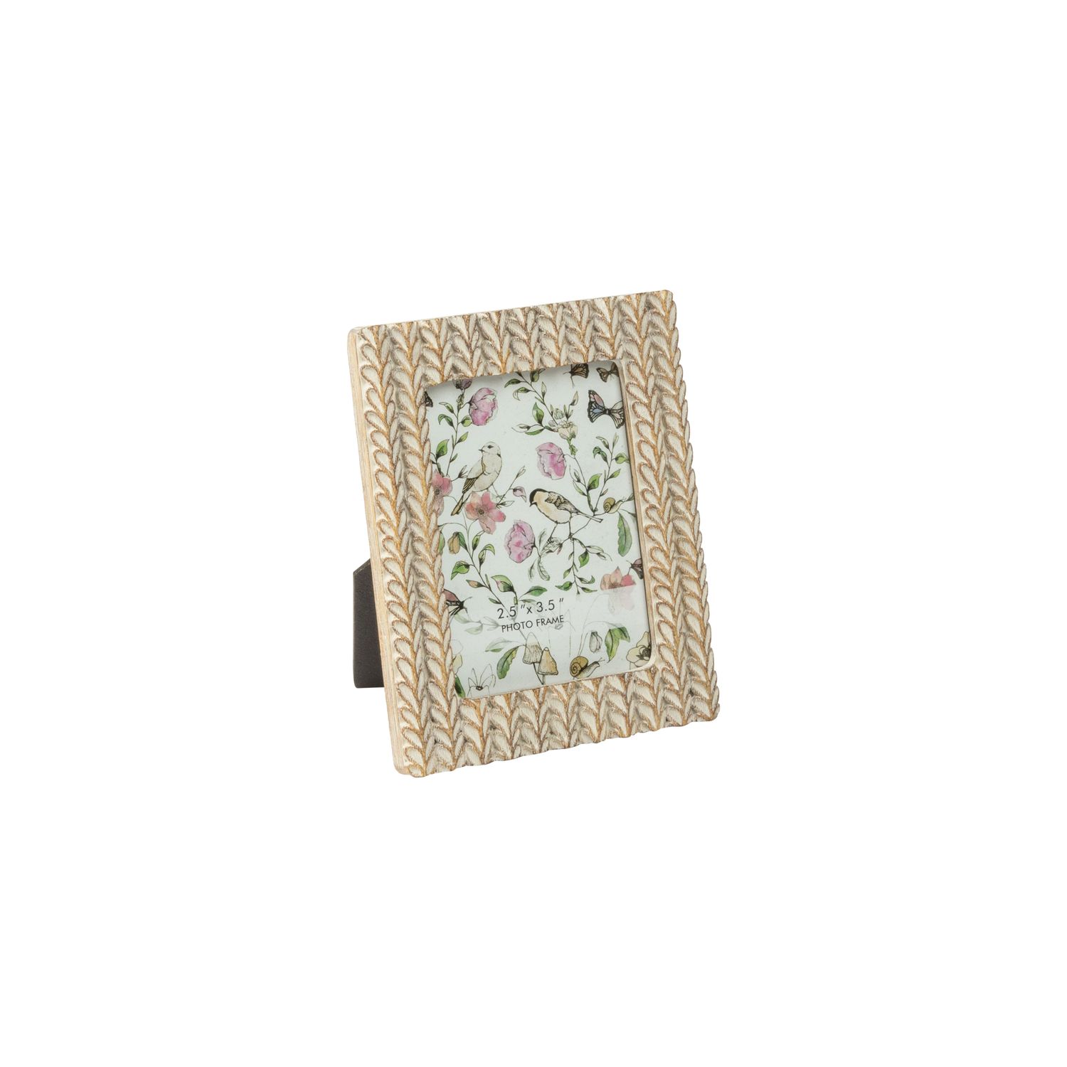 Mini branch pattern antique white on tan resin mini photo frame, holds 2.5 x 3.5 in photo  6       