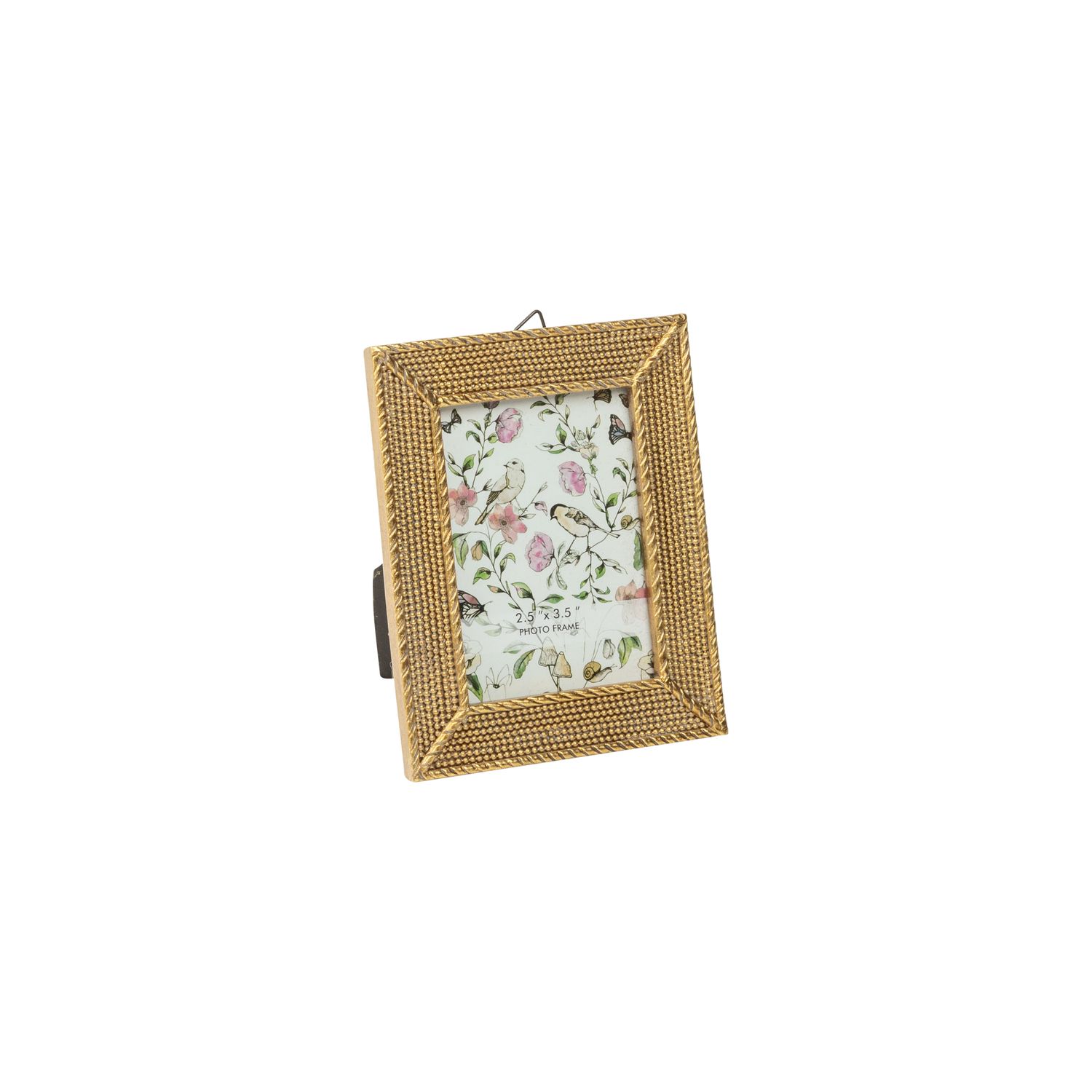 Micro bead antique gold finish resin mini picture frame, holds 2.5 x3.5 in photo  6       