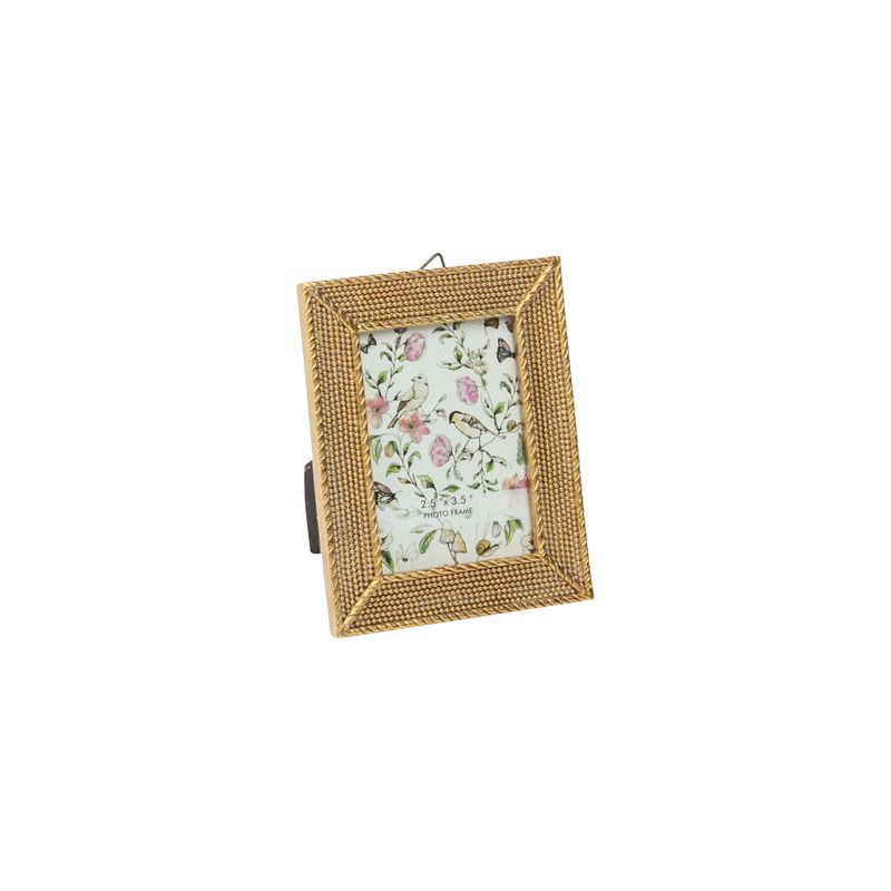 Micro bead antique gold finish resin mini picture frame, holds 2.5 x3.5 in photo  6       