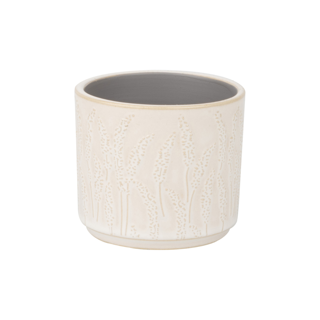Floral stem pattern ceramic pot cover, off white beige, 3x3x2.75 in  8                    