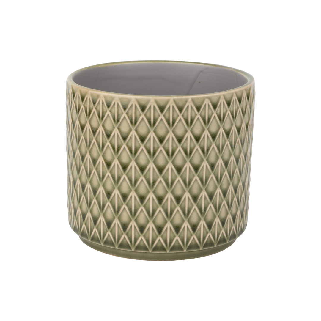 Diamond pattern ceramic pot cover, pale green, 5.5x5.5x5 in  6              