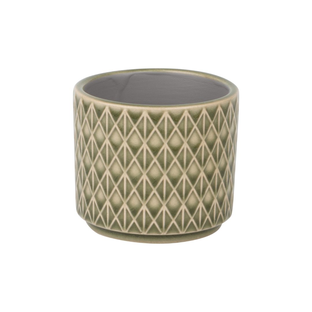 Diamond pattern ceramic pot cover, pale green, 3x3x2.75 in  8              