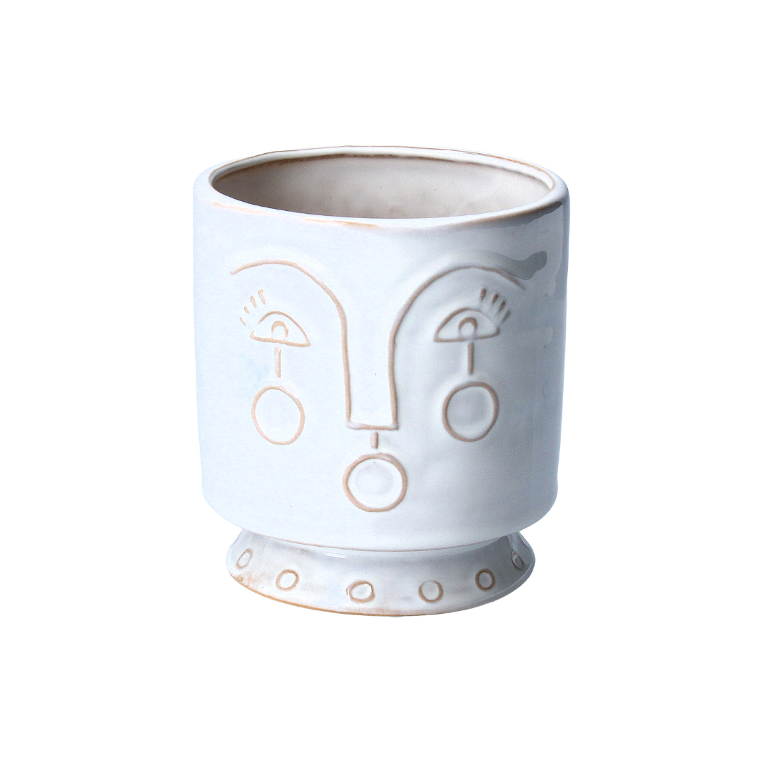 White profile ceramic pot cover, sml 4.8x4.4x4.4in  4           