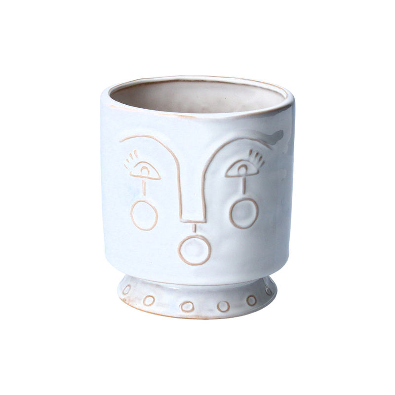 White profile ceramic pot cover, sml 4.8x4.4x4.4in  4           