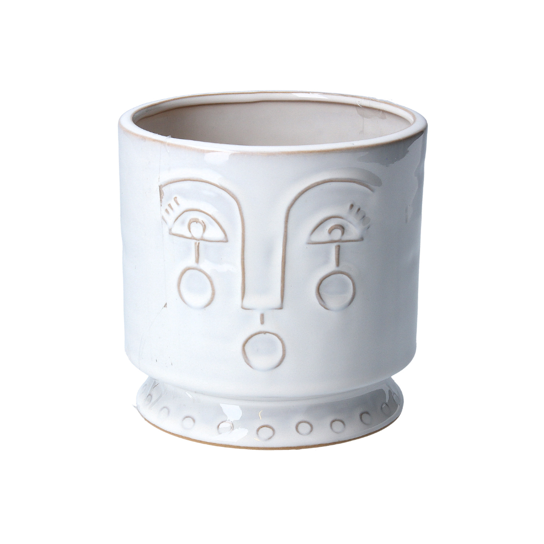 White profile ceramic pot cover, lrg 5.1x5.1x5.1in  4           