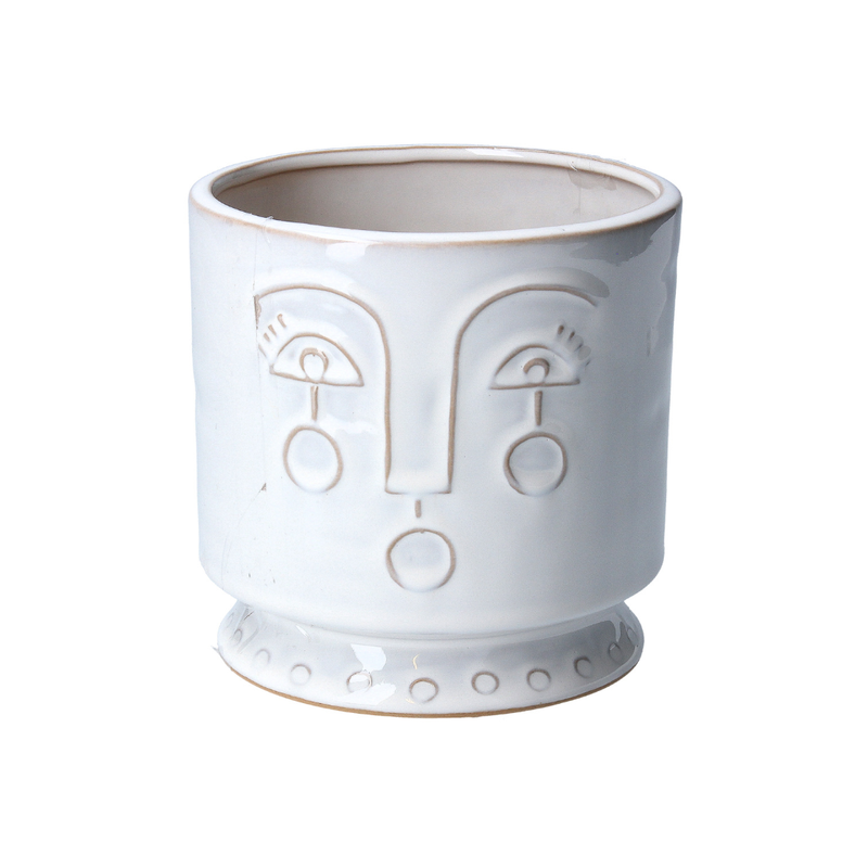 White profile ceramic pot cover, lrg 5.1x5.1x5.1in  4           