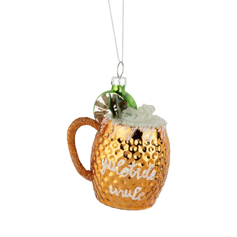 Glass Moscow mule mug glass ornament, 3.25 in  6