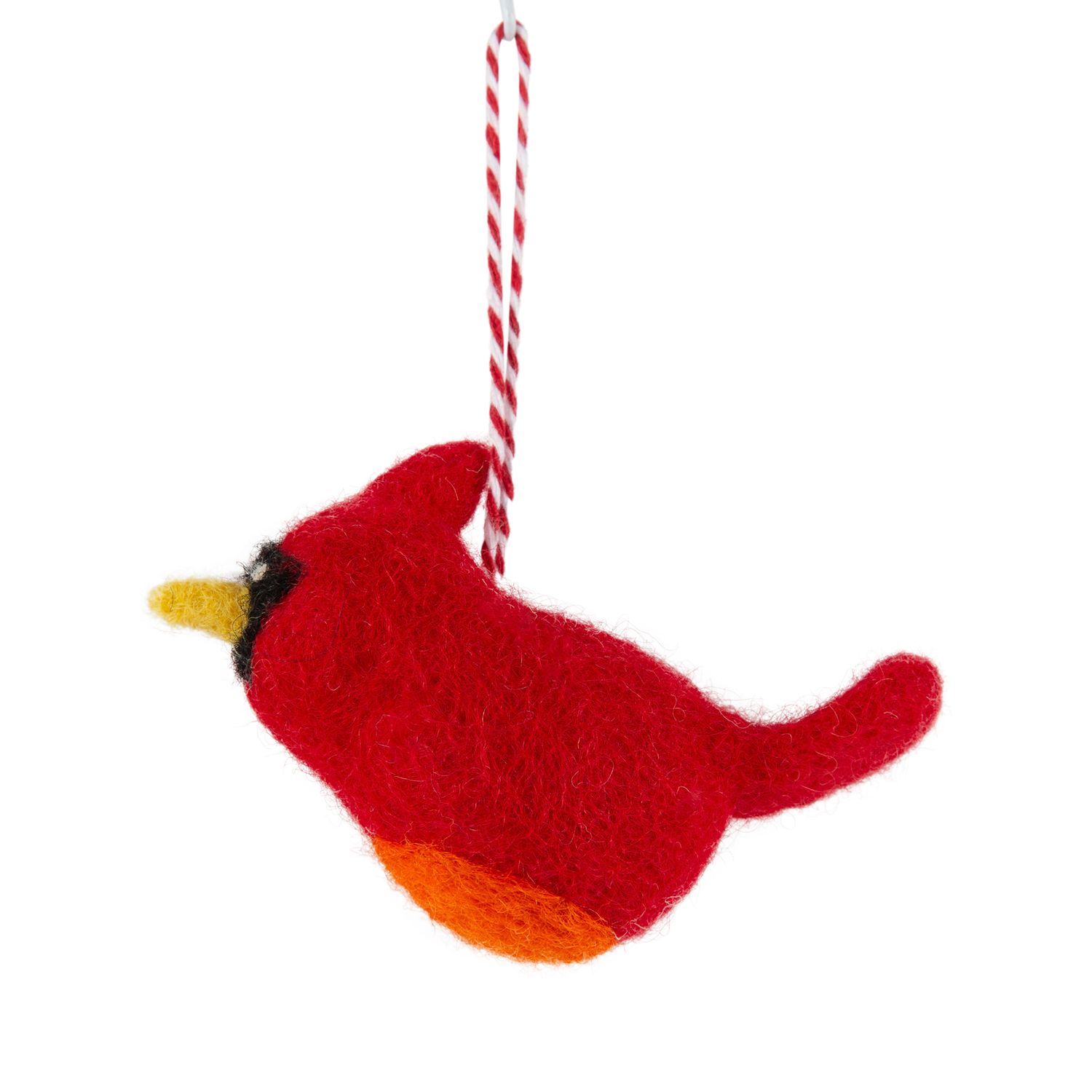 Felt cardinal ornament on holly leaves, 3.25 in  12