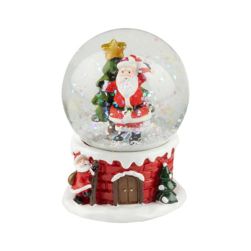 Mini Santa with tree snow globe on village base, 45mm/2 in  12
