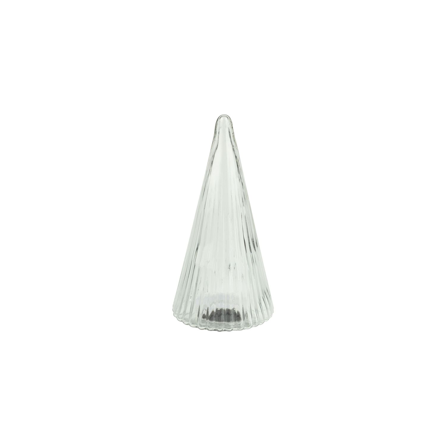 Molded glass cone table top tree, clear, 9 in  2