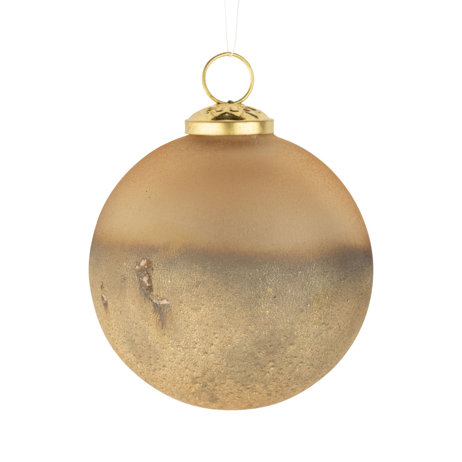 Glass ball ornament, frosted gold with textured gold base, 100 mm/4 in  6