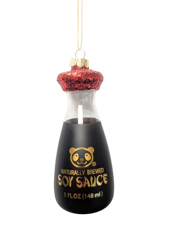 Glass soy sauce ornament, 5 in  6