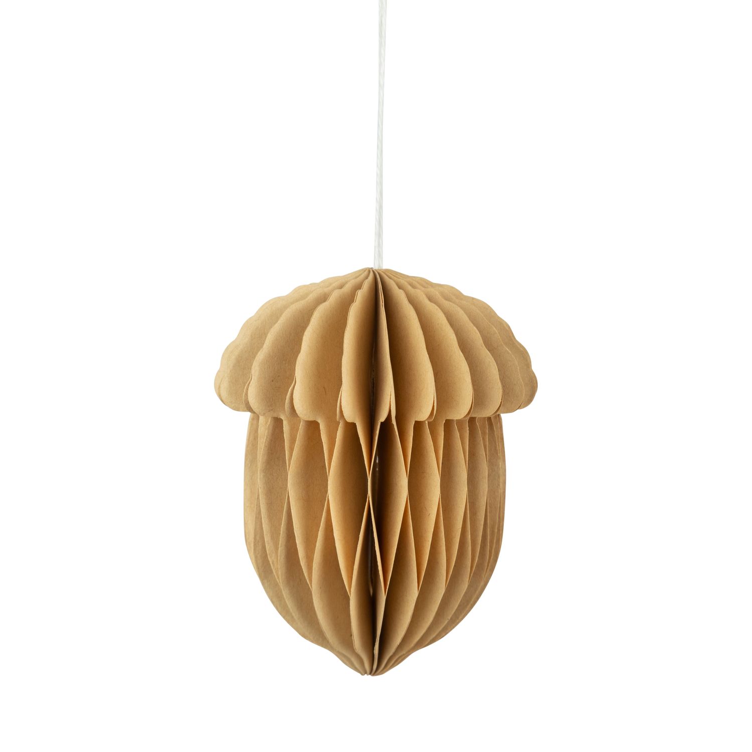 Honeycomb paper acorn ornament, lt brown, 3.5 in  12            