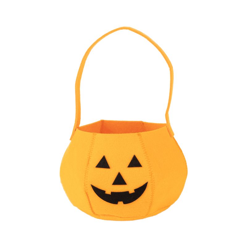 Orange pumpkin candy basket, felt, 7x10 in  12      