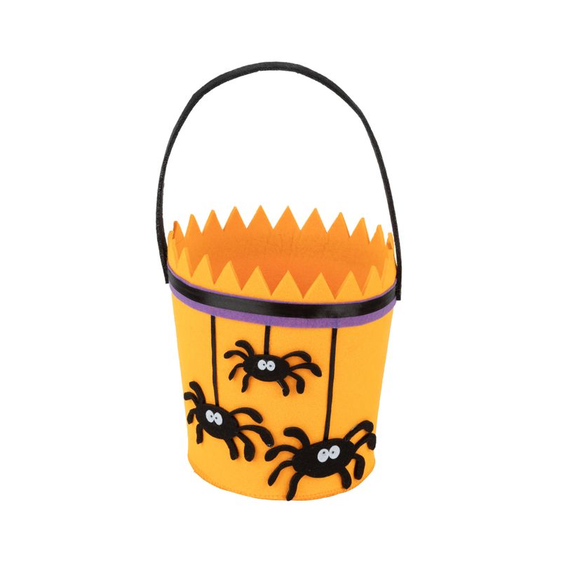 Orange candy bucket with black cat face, felt, 7x13 in  6      