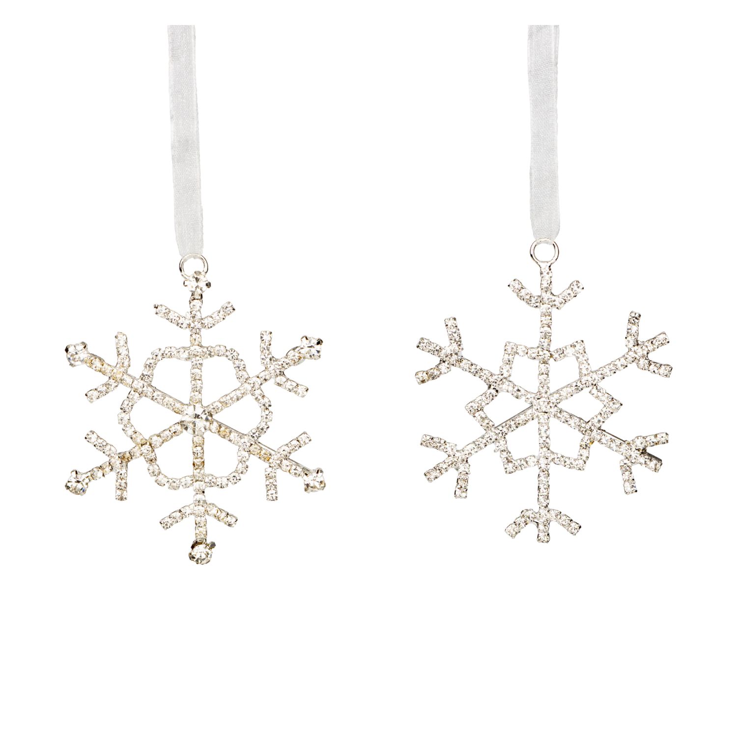 2 asst'd clear brilliant cut rhinestone on silver frame snowflake ornament, 2.75 in  12