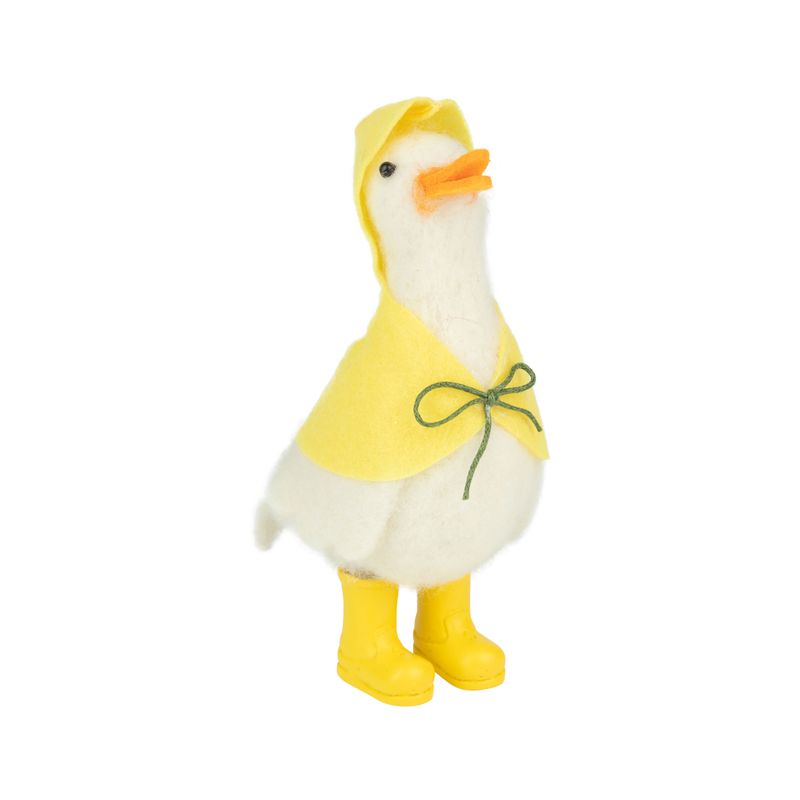 SHIP FEB 1/26 White felt duck in yellow raincoat and hat table piece, 5.5 in