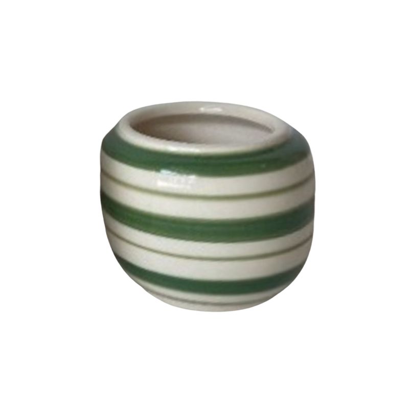 SHIP FEB 1/26 Hand painted urn shape glazed ceramic pot cover, green and off white, 3 in