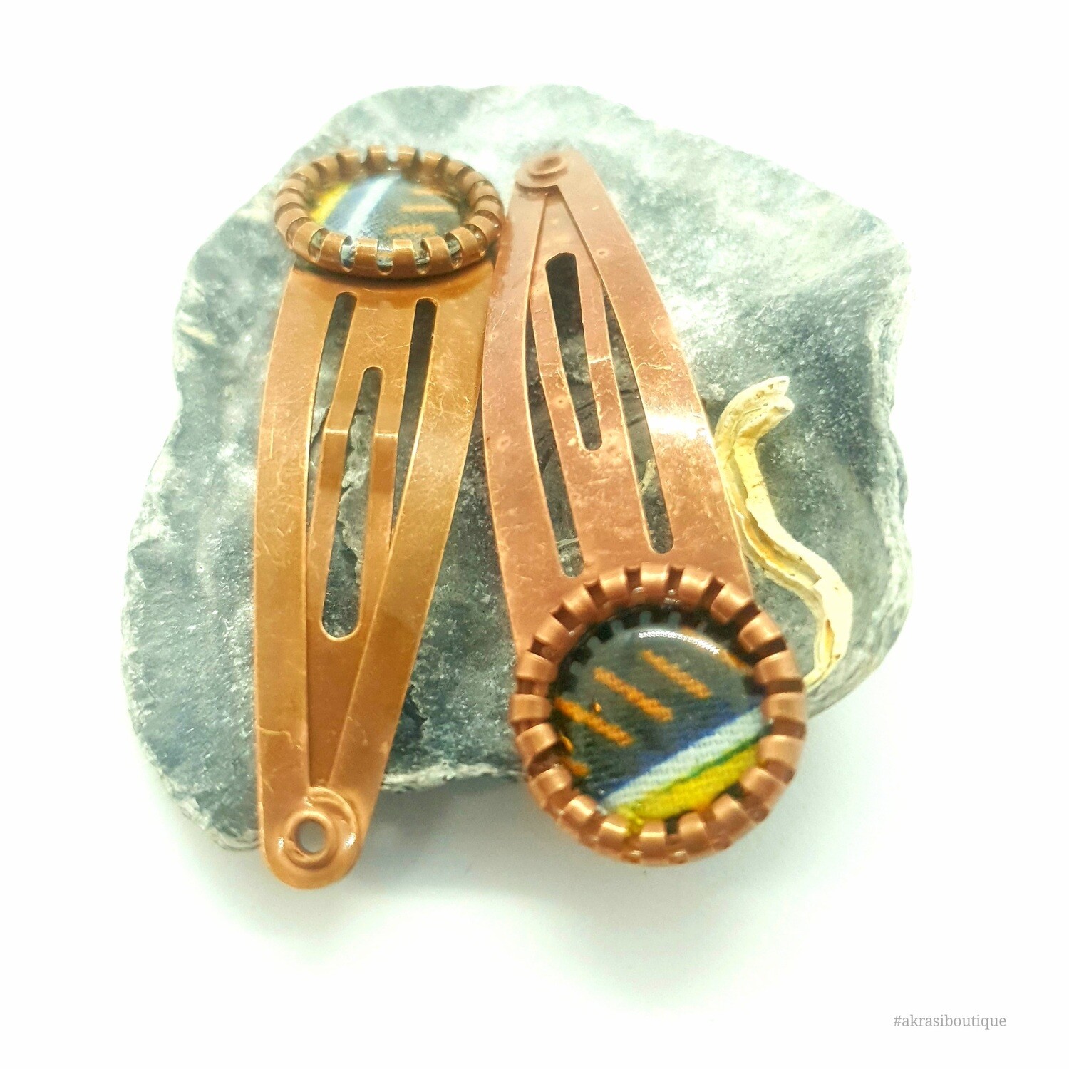 African wax ankara detail snap clip in copper | Ankara hair clip | hair accessories