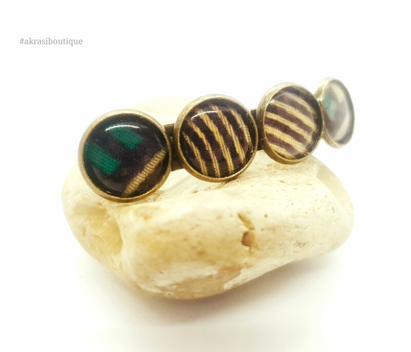 Ankara detail barrette hair clip in bronze