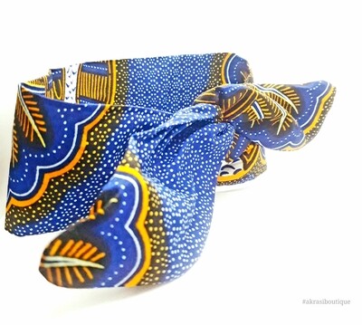 African print blue, orange and white wire hair tie | hair wrap | wire headband | African print headwrap | Ankara print | twisted hair tie