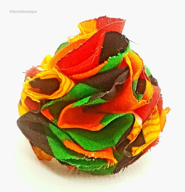 African print carnation ruffle flower | Kente flower | flower pin | flower hair clip | flower brooch | clothing accessories