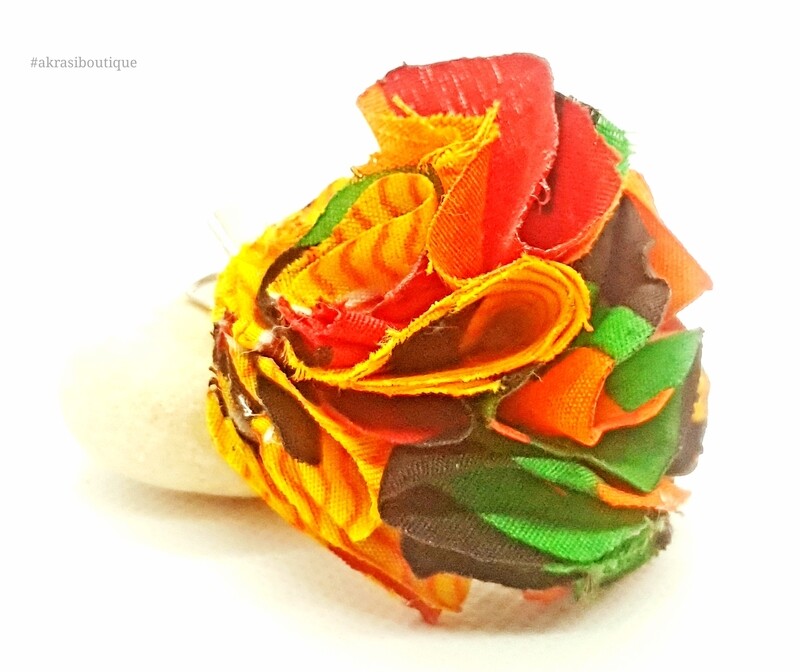 African print carnation ruffle flower | Kente flower | flower pin | flower hair clip | flower brooch | clothing accessories