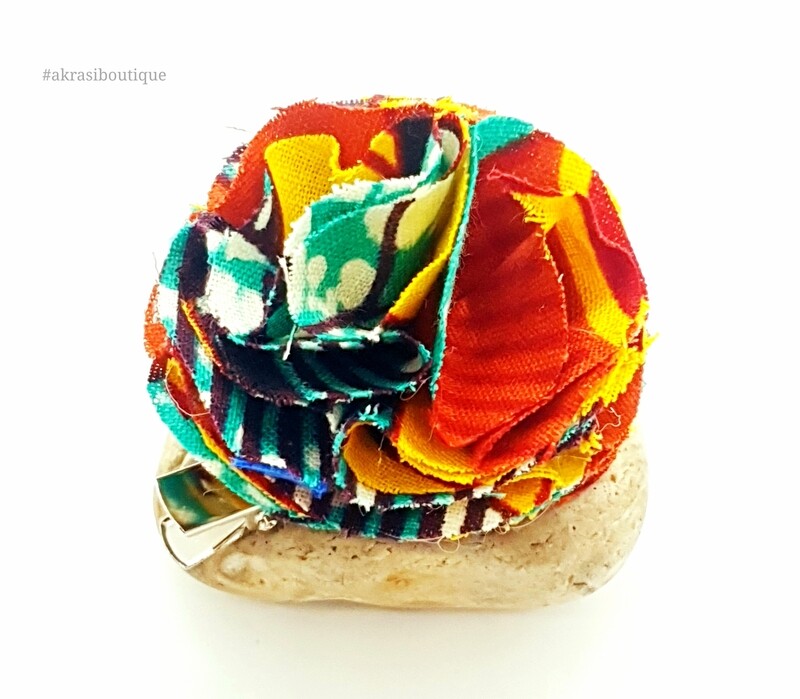 African print ruffle flower | carnation pin | flower hair clip | flower brooch | clothing accessories