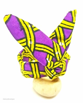 African print purple and yellow wire bun tie | African print bun wrap | Ankara print headtie | wire hair tie