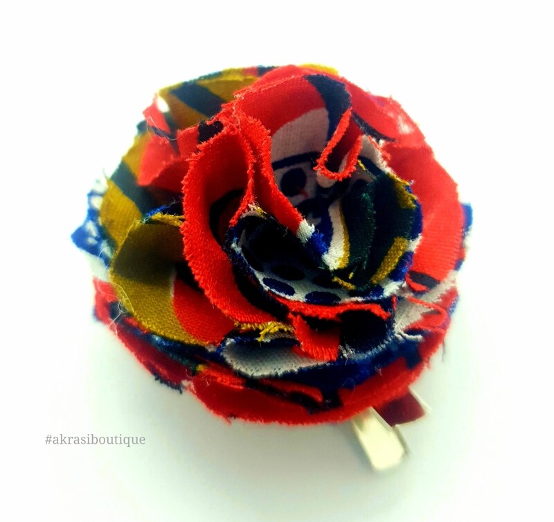 African print ruffle flower | carnation pin | flower hair clip | flower brooch | clothing accessories