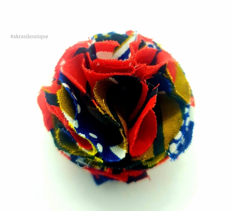 African print ruffle flower | carnation pin | flower hair clip | flower brooch | clothing accessories