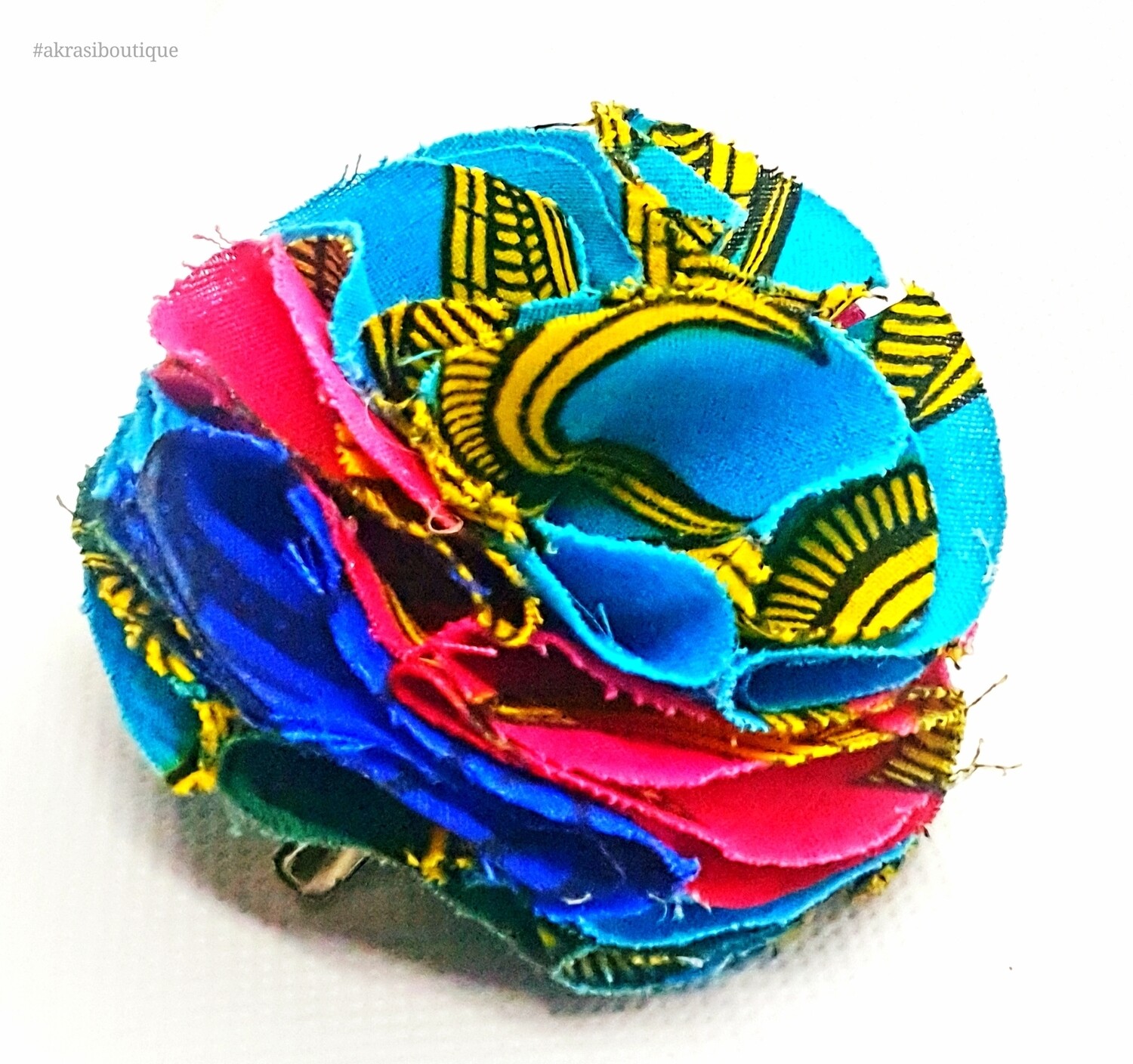 African print ruffle flower | carnation pin | flower hair clip | flower brooch | clothing accessories