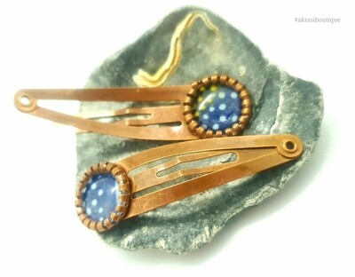 African wax blue detail snap clip in copper | Ankara hair clip | hair accessories