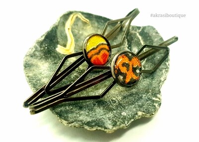 African wax dashiki detail silver hair grip | hair slide | hair accessories
