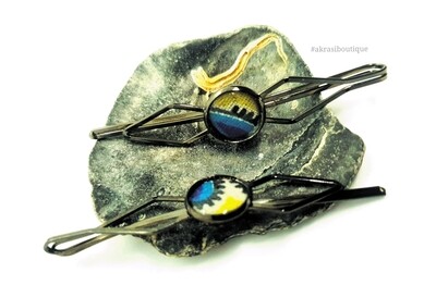 African wax dashiki detail silver hair grip | hair slide | hair accessories