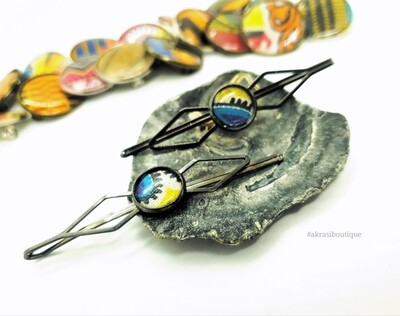 African wax dashiki detail silver hair grip | hair slide | hair accessories