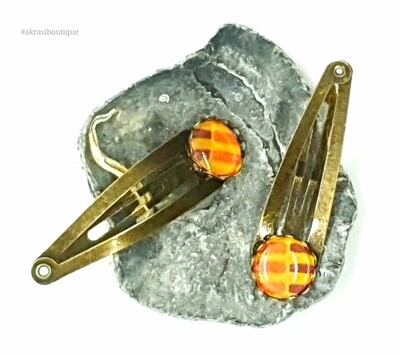 African wax kente detail snap clip in bronze | Ankara hair clip | hair accessories