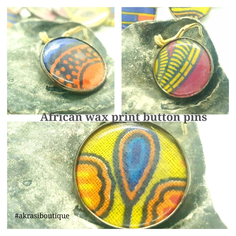 African wax print button pins | Ankara button pin | Kente pin | Dashiki badge