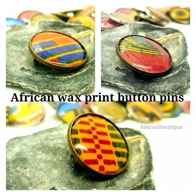 African wax print button pins | Ankara button badge | Kente pin