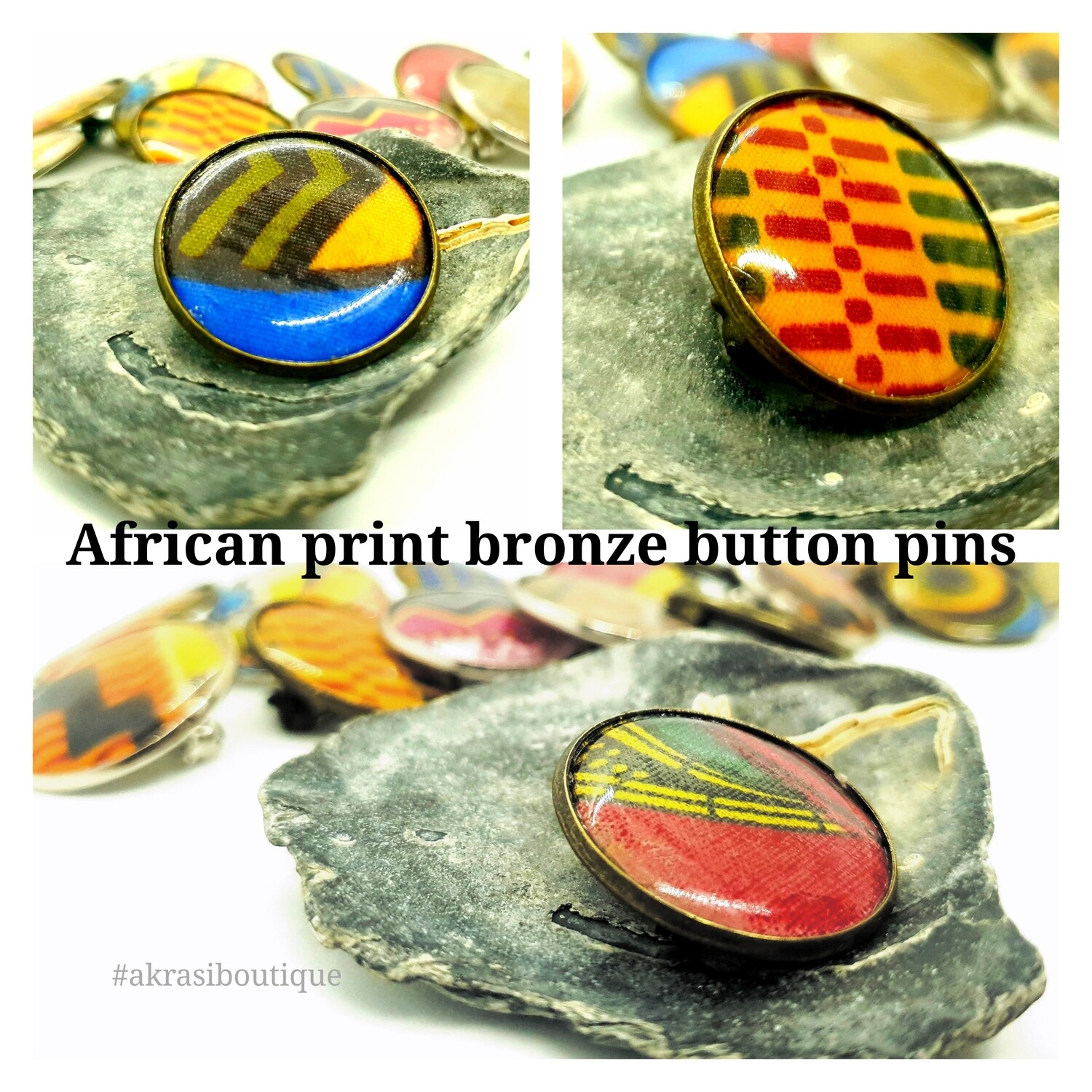 African wax print button pins | Ankara button pin | Kente pin | Dashiki badge