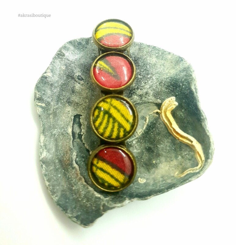 Ankara detail barrette hair clip in bronze