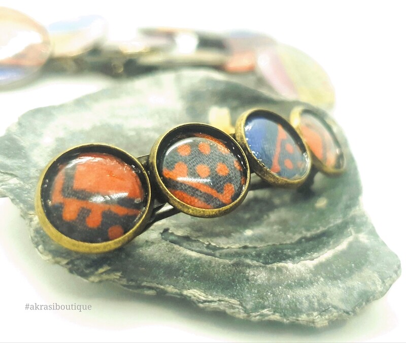 Ankara detail barrette hair clip in bronze