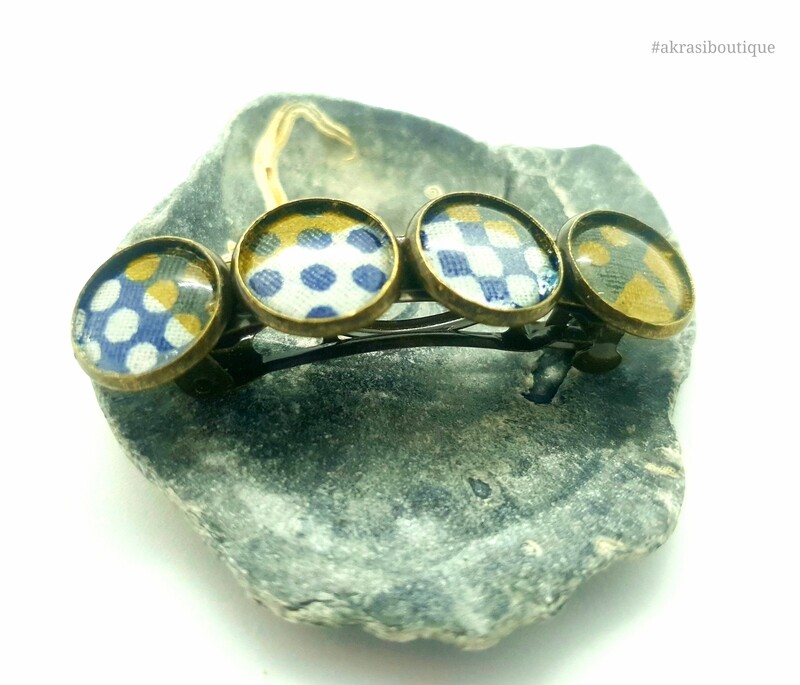 Ankara detail barrette hair clip in bronze