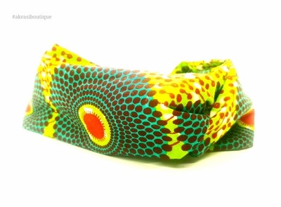 Ankara print green, blue and red turban headband |African print headwrap | headtie |  headband | hair tie