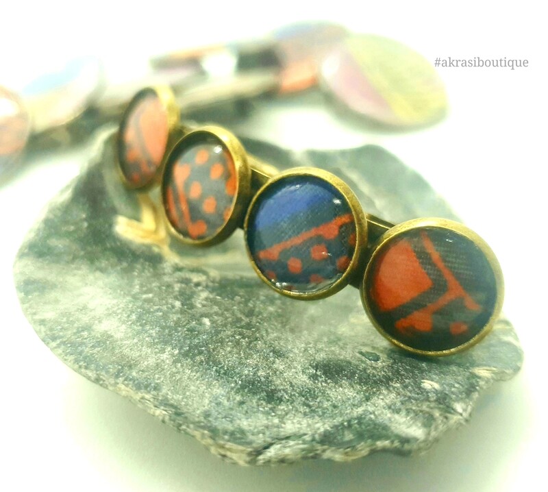 Ankara detail barrette hair clip in bronze